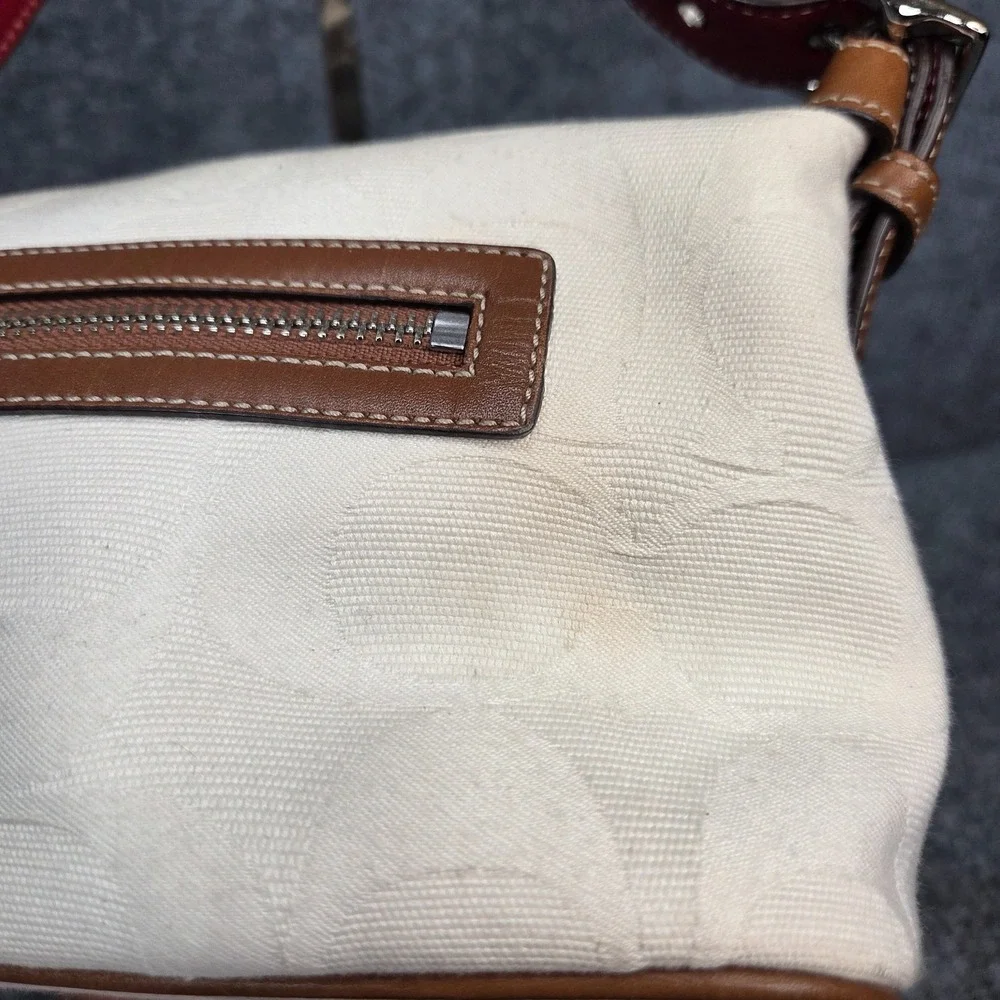 Coach Vintage Canvas Leather Bag Mini Sufflette Baguette Purse Patriotic y2k